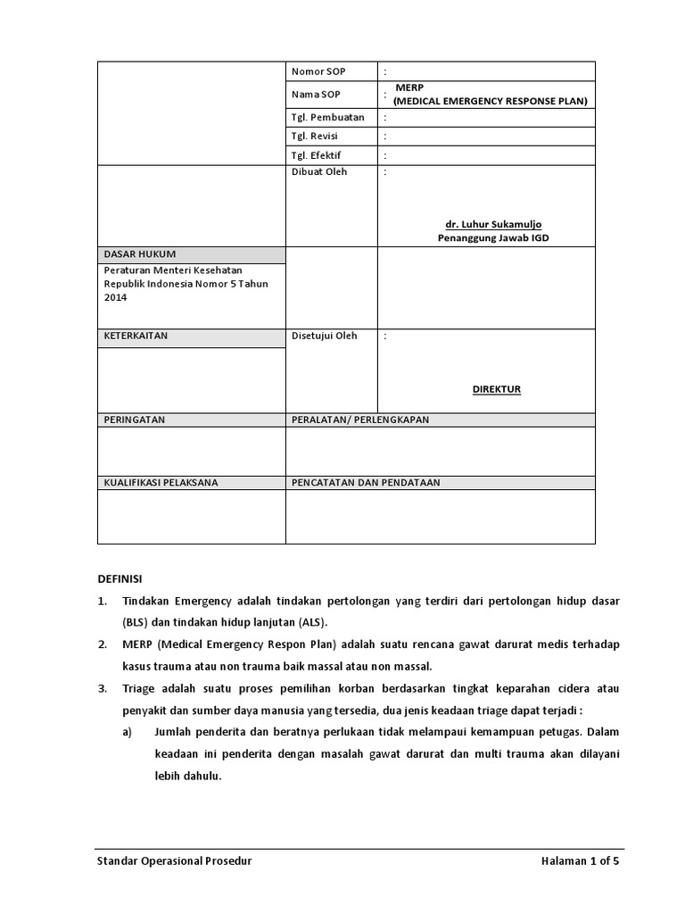 Prosedur Tanggap Darurat Medis MERP | PDF