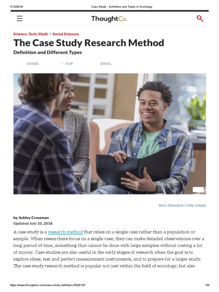 Case Study Definition and Types in Sociology PDF Case Study