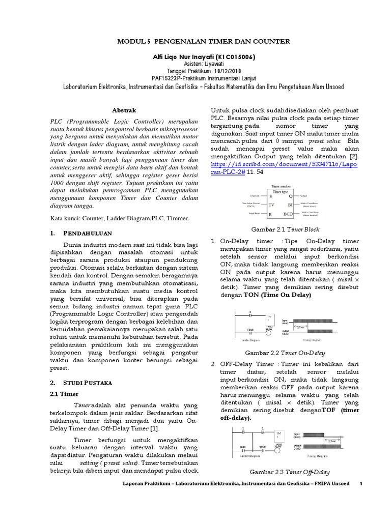 Pengenalan Timer Dan Counter - K1C015006 | PDF