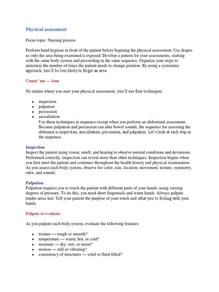 A Systematic Approach to the Physical Assessment: Utilizing Inspection ...
