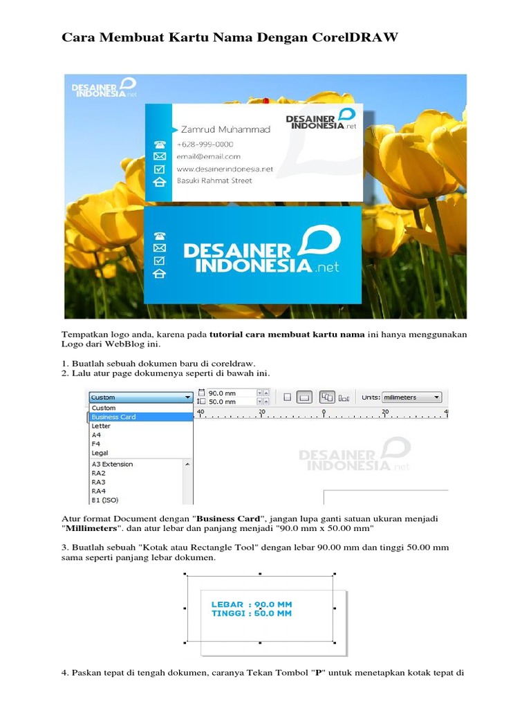 Contoh Membuat Desain Kartu Nama Dengan Coreldraw  Terpercaya