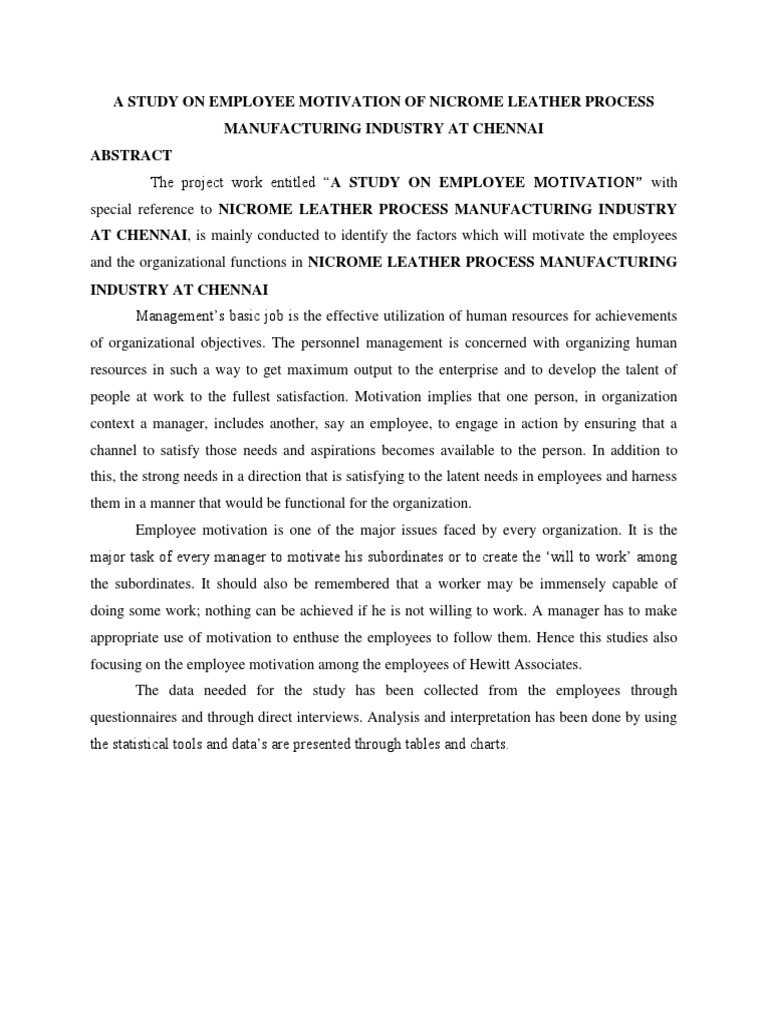 A Study On Employee Motivation | PDF | Shoe | Motivation