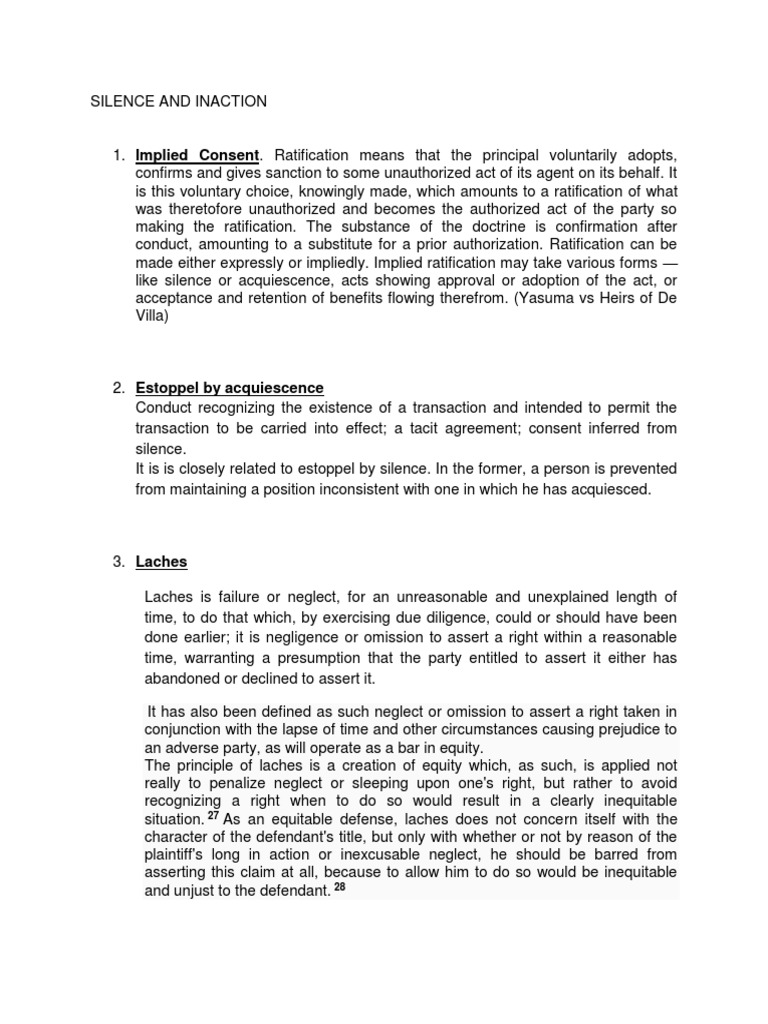 Acquiescence PDF Laches (Equity) Civil Law Law)