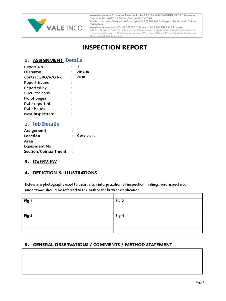 Inspection Report Template  PDF In Ir Report Template
