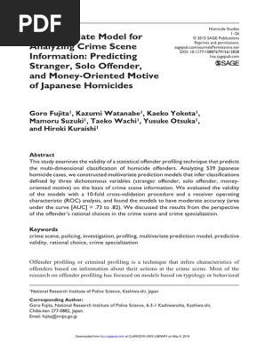 A Multivariate Model For Analyzing Crime Scene Information Pdf Offender Profiling Receiver Operating Characteristic