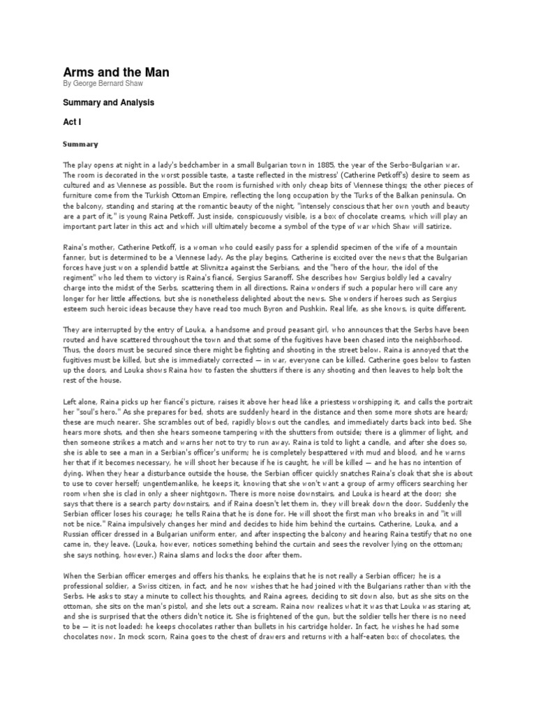 Arms and The Man Summary and Analysis Act I PDF