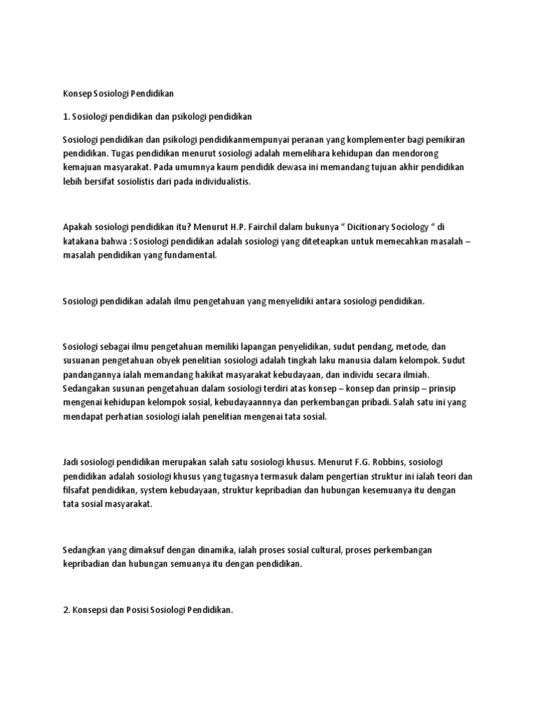 Konsep Sosiologi Pendidikan Pdf