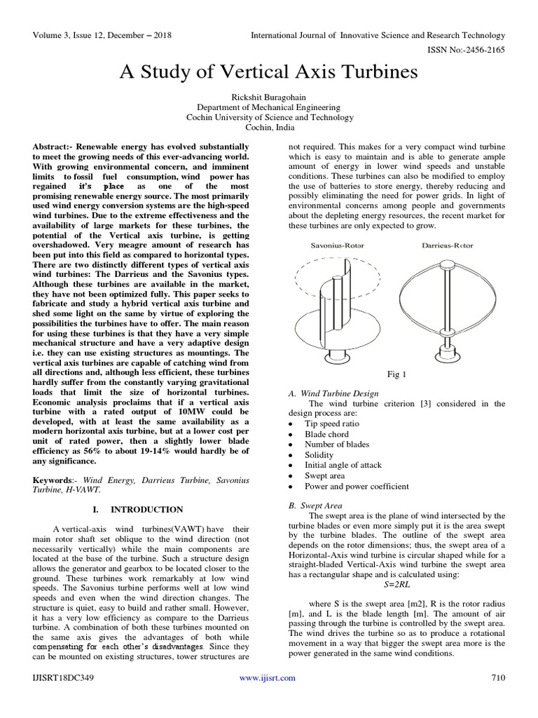 Vertical Axis Wind Turbine Study | PDF | Wind Turbine | Wind Power