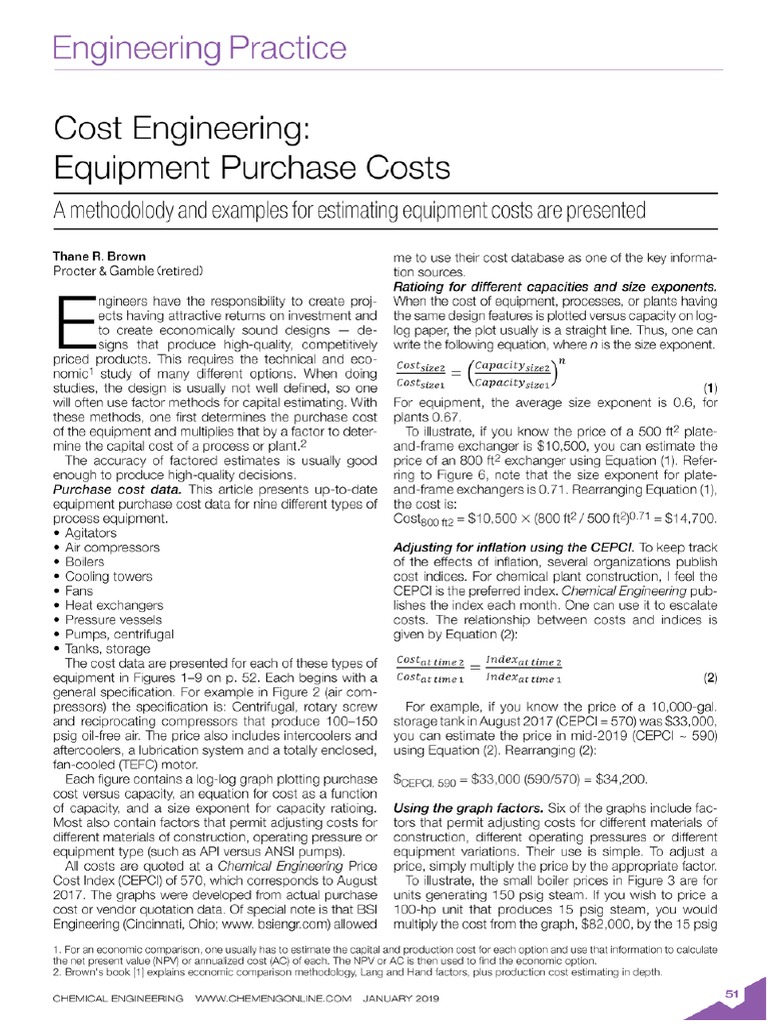 Cost Engineering Equipment Purchase Costs PDF Net Present Value