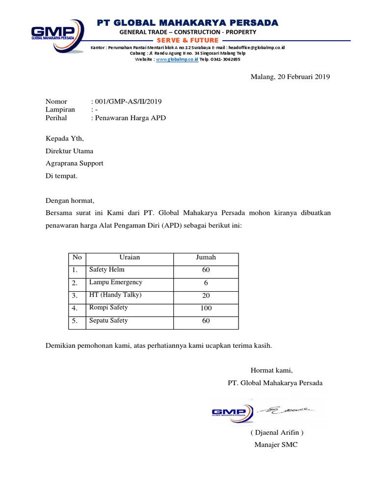 Surat Penawaran APD