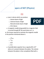 Past Papers of NET Physics 1