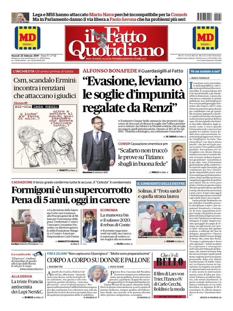 2019-02-22 Il Fatto Quotidiano PDF | PDF, image size:768x1024