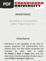 Inheritance: Presented By: Er. Simarpreet Kaur Subject: Programming in C++