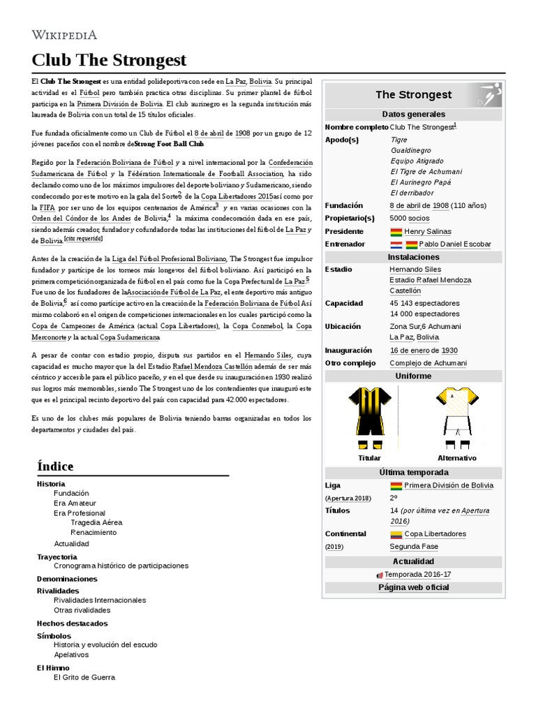 Club The Strongest | PDF | Organizaciones deportivas | Equipos deportivos