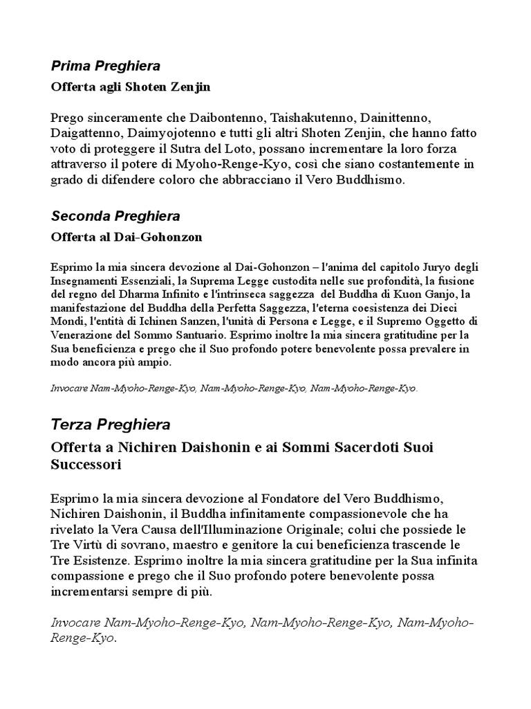 Preghiere Nichiren Shoshu