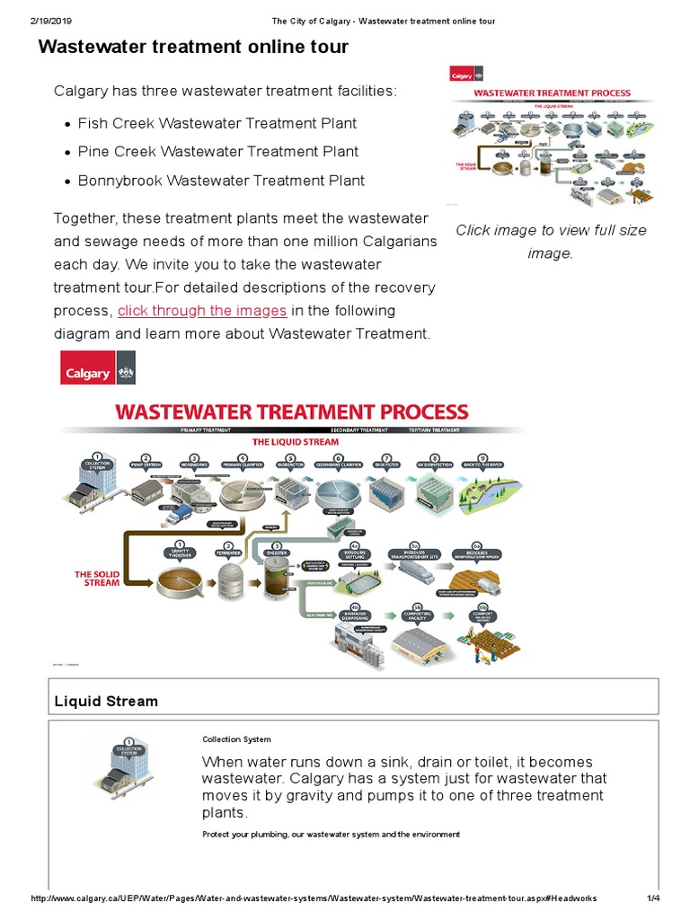 The City of Calgary Wastewater Treatment Online Tour PDF Sewage
