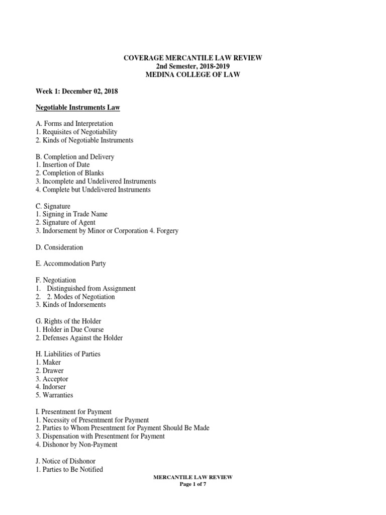 Mercantile Law ITEMS PDF Patent Trademark