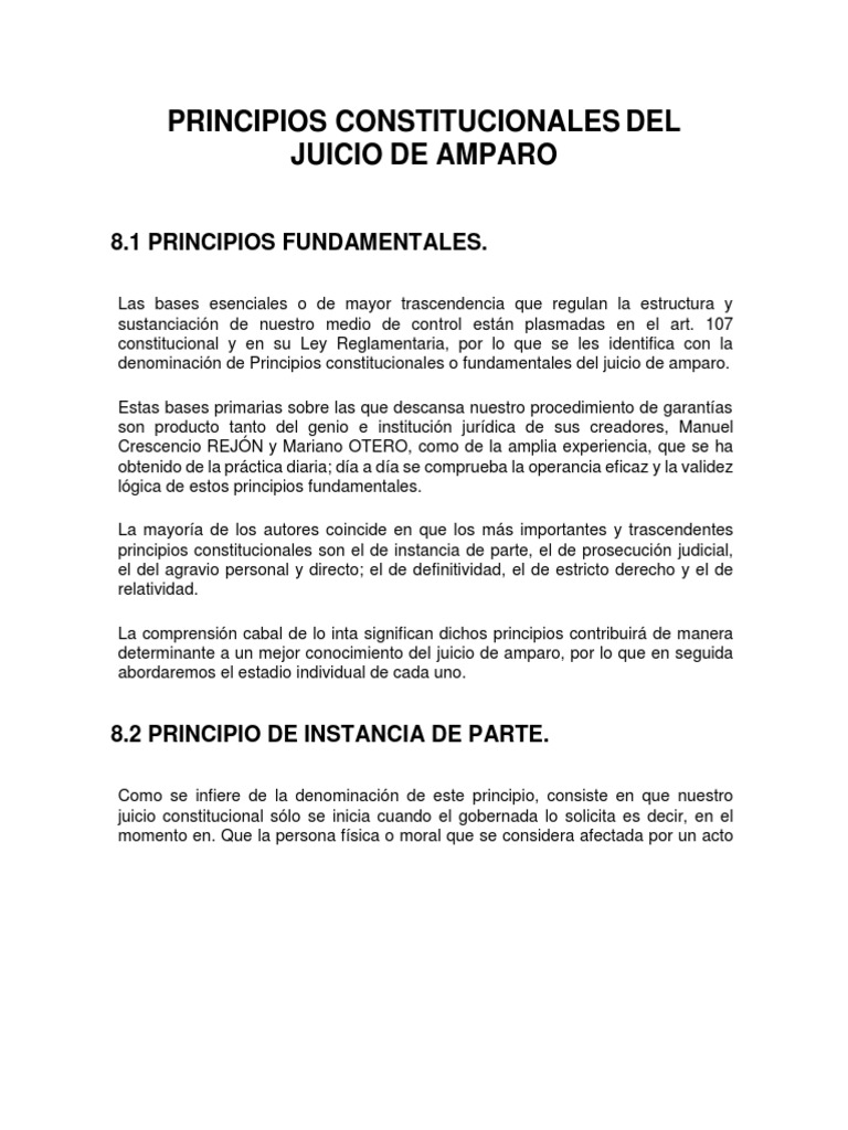 Principios del Juicio de Amparo | PDF | Derecho Constitucional | Caso ...