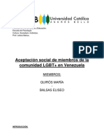 Aceptación social de miembros de miembros de la comunidad LGBT+ en Venezuela