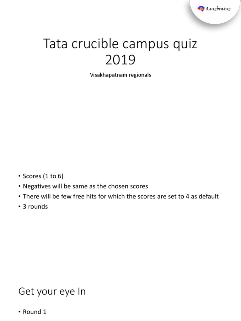 Tata Crucible Campus Quiz 2019 PDF Economy Of India Business