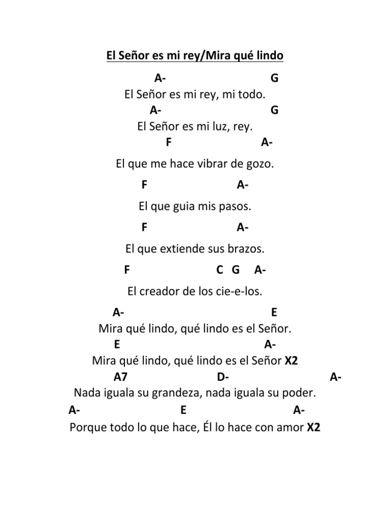 El Señor es mi Rey: Letra y Acordes | PDF