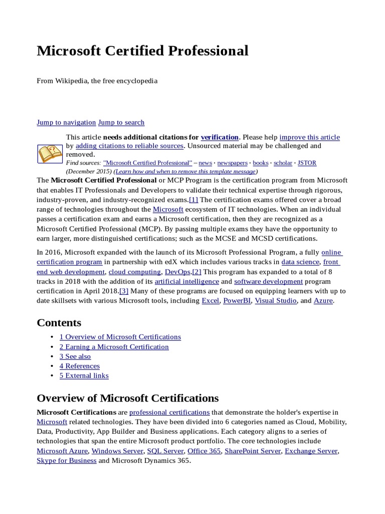 Microsoft Certified Professional | PDF | Microsoft Certified ...