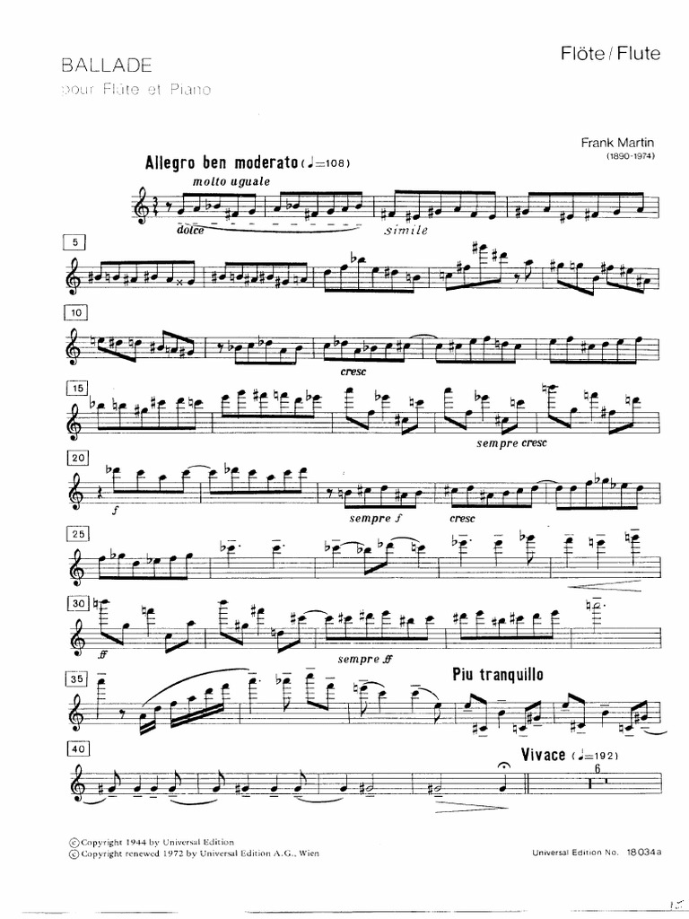 Martin: Ballade for Flute and Piano: Martin, Frank