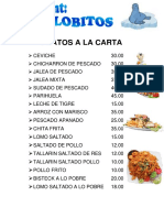 Peruvian Menu with Seafood, Chicken & Beef Dishes