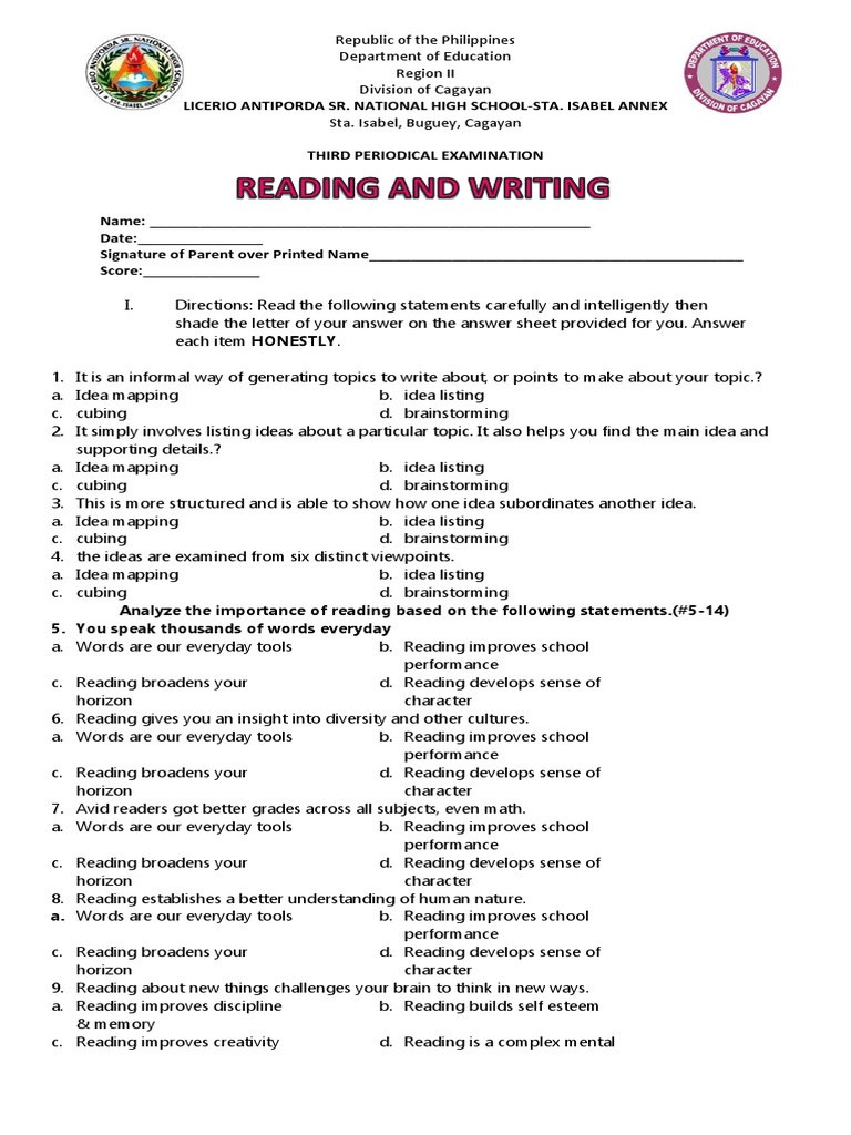 Reading and Writing PDF Grammatical Tense Creativity
