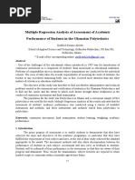 Multiple Regression Analysis of Assessment of Academic Performance of Students in The Ghanaian Polytechnics