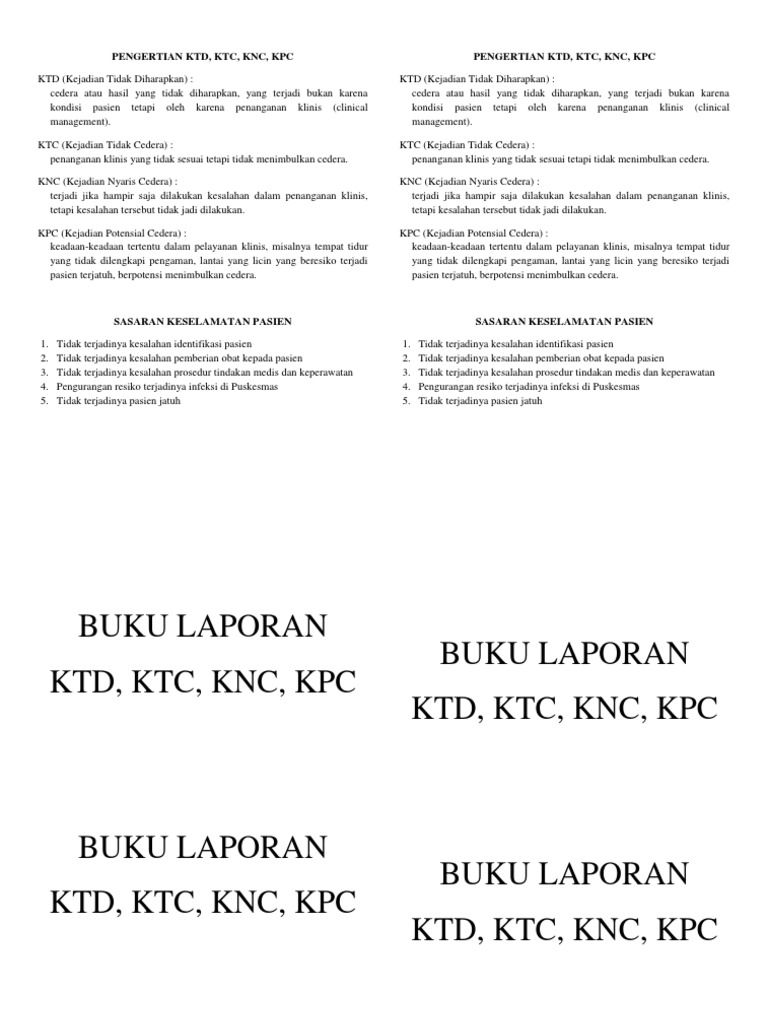 Definisi KTD, KTC, KNC, KPC dalam Keperawatan | PDF