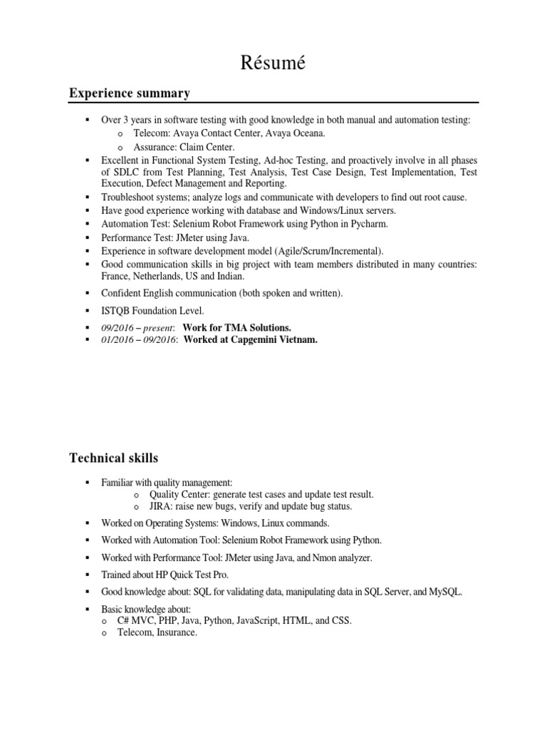 Software Testing Specialist Resume | PDF | Computers