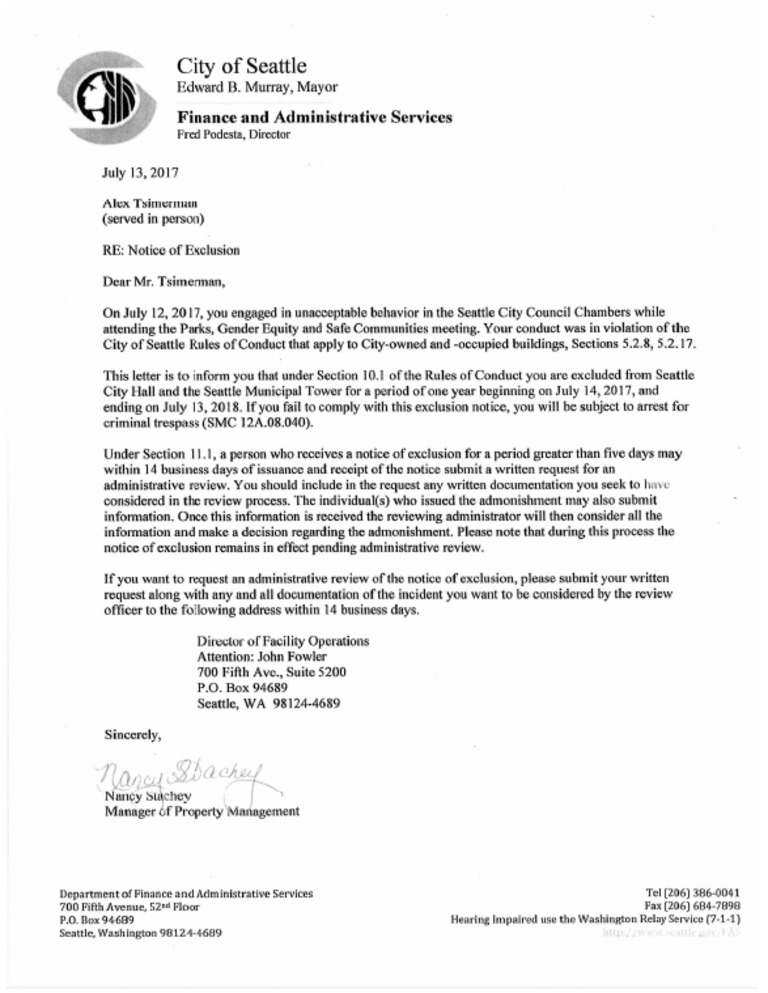 Exclusion Notice for Alex Tsimerman | PDF | Government Information ...
