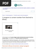 C Program to Convert Number From Decimal to Binary, Decimal to Binary Conversion - IncludeHelp