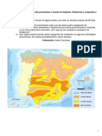 El Mapa Muestra La Insolación Peninsular e Insular en España. Obsérvelo y Responda A Las Siguientes Cuestiones