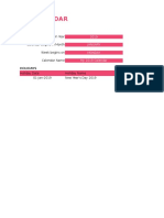 2019 Calendar Excel Template