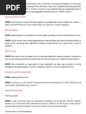 Emcee Script In Pta Meeting Pdf