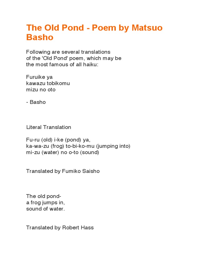 Matsuo Basho Haiku Poems | PDF