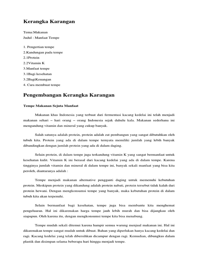 Contoh Kerangka Karangan | PDF