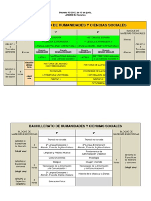 Verdulero terminado lógica HORARIO Bto-Humanidades-CCSS | PDF | Humanidades | Academia