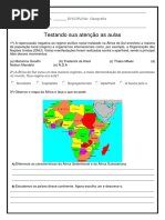 Teste de Geografia 9º Ano