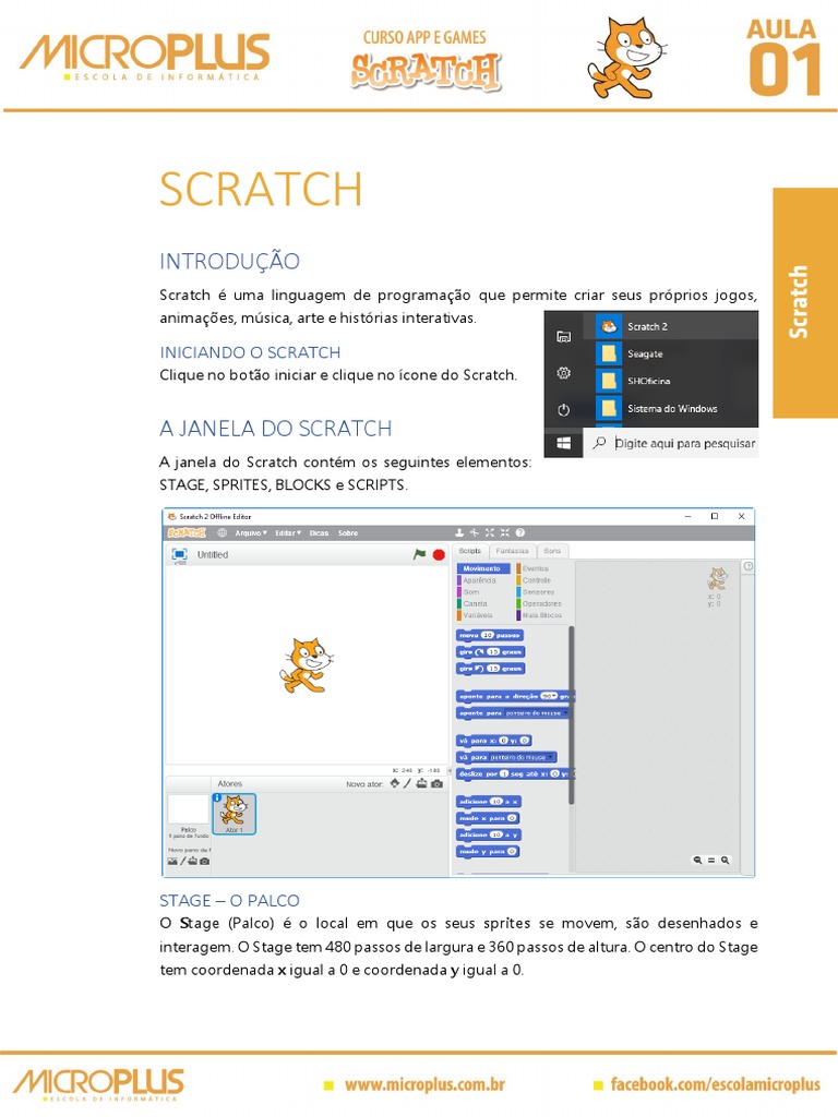 Introdução à programação com Scratch: somando números com sprites | PDF ...