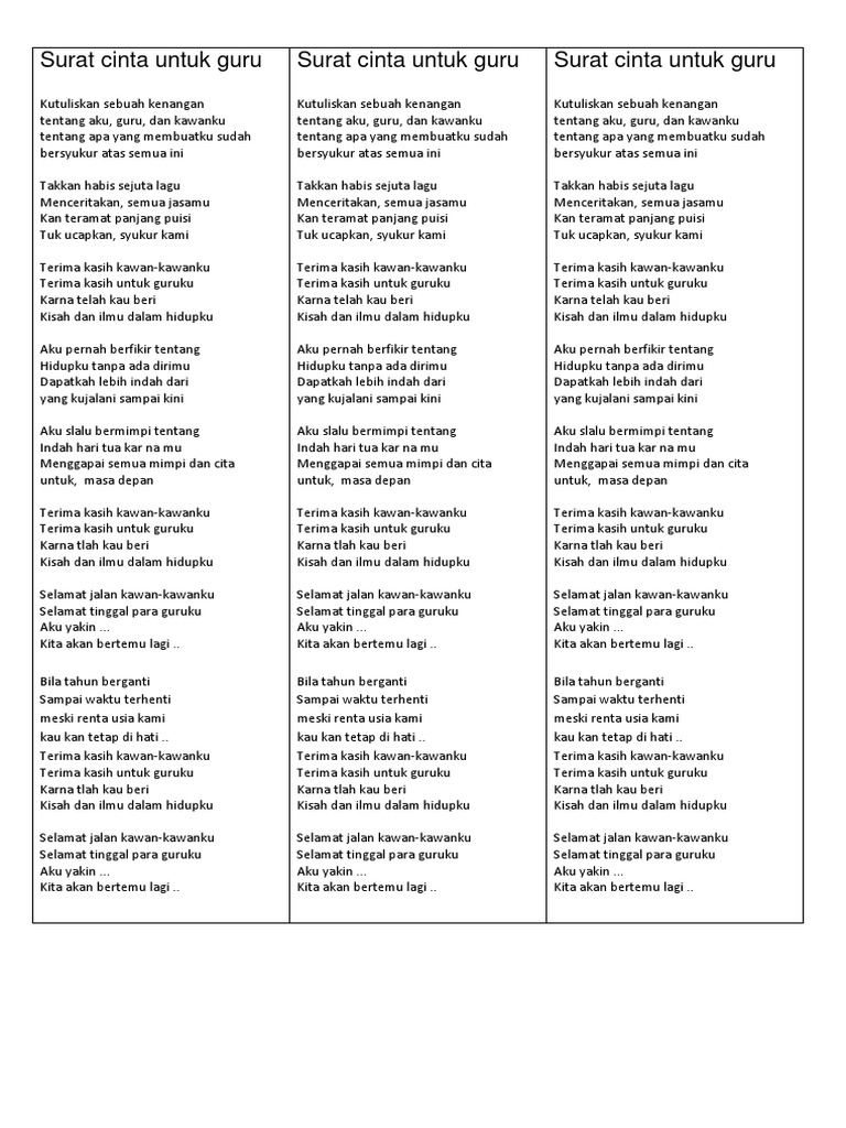 Surat Cinta Untuk Guru