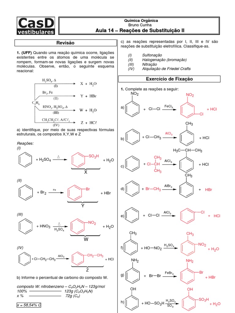 Química Orgânica - CASD - Aula14 Reações de Substituição II Respostas