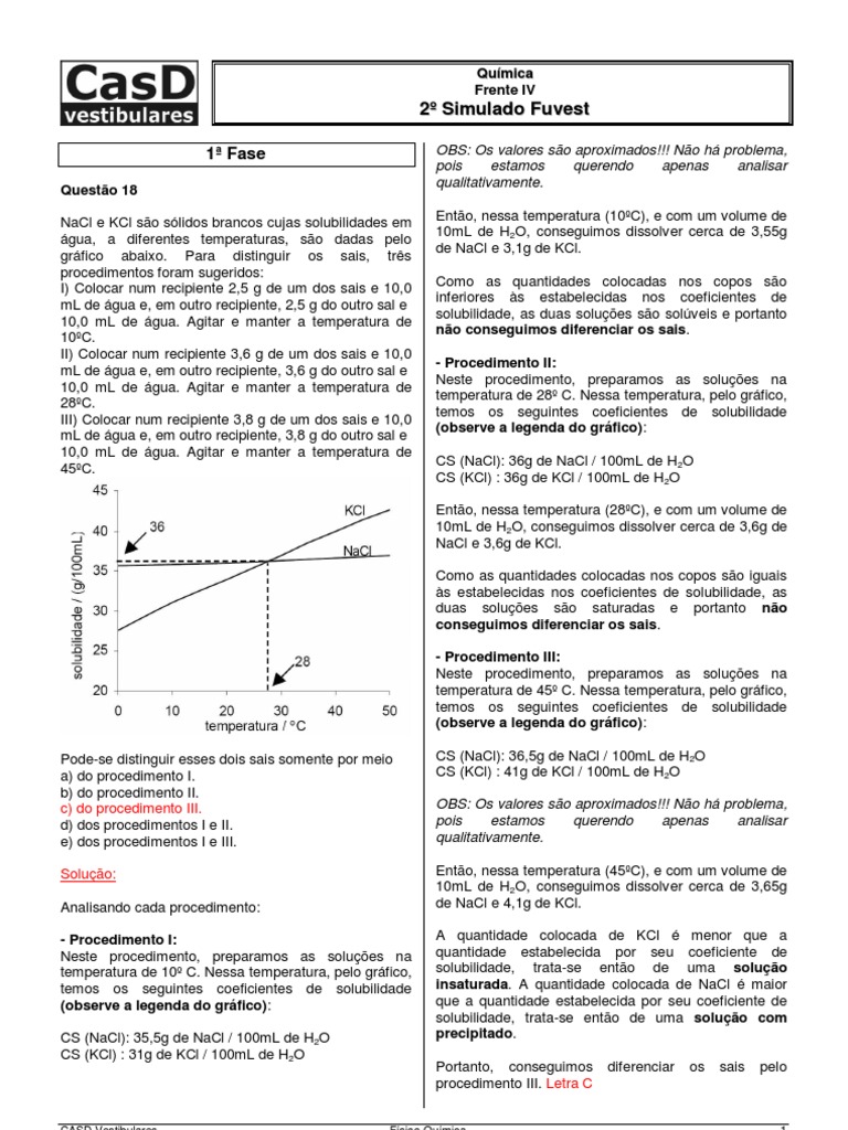 Distinguir NaCl e KCl em Solução | PDF | Solução | Solubilidade