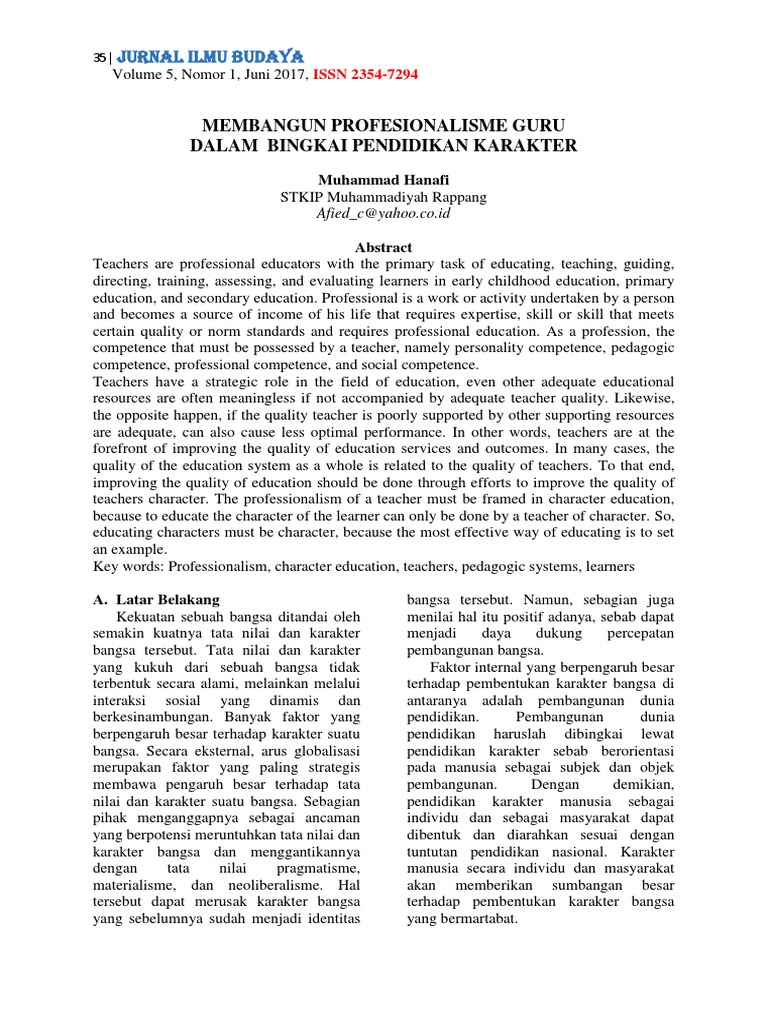 Membangun Profesionalisme Guru dalam Pendidikan Karakter | PDF ...
