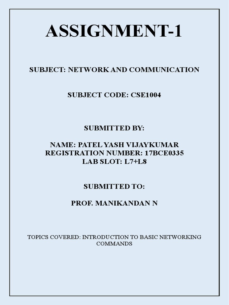 Assignment-1: Subject: Network and Communication | PDF | Science ...