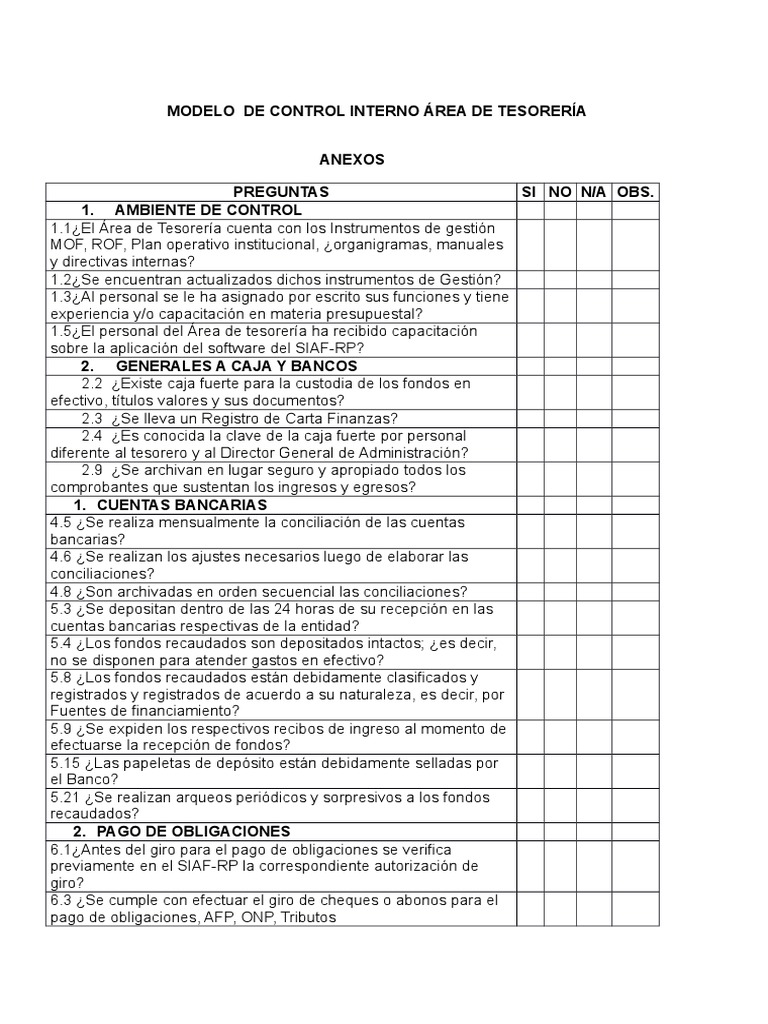 Control Interno en Tesorería | PDF | Cheque | Servicios financieros