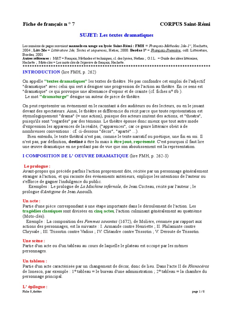 Textes dramatiques au théâtre 8ème | PDF | Acteur | Théâtre