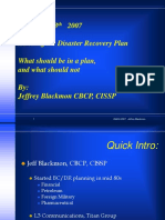 Isaca December 13 2007 Auditing The Disaster Recovery Plan What Should Be in A Plan, and What Should Not By: Jeffrey Blackmon CBCP, CISSP